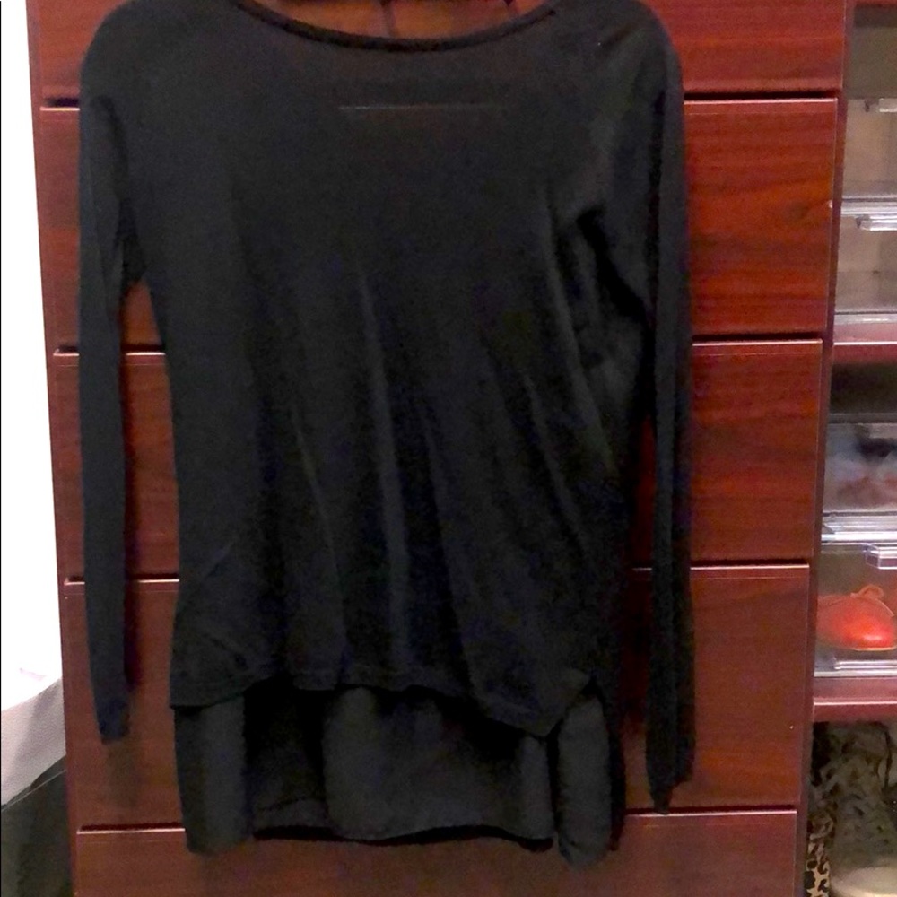 Zara black knit sweater with silk underlay